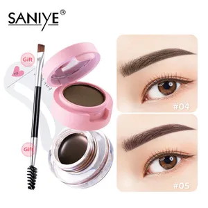 Eyebrow Paste & Powder 2-in-1 with Brush Easy Color Developing Waterproof & Sweatproof Eyebrow Tinting Cream with Eyebrow Card