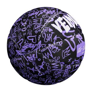 Pallone da basket in gomma nera viola Misura ufficiale 7 Pompa a rete con ago gratuito Pallone da basket durevole per esterni 240127