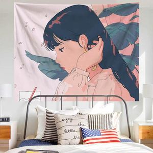 Tapestries Anime Girl Cute Room Decor Tapestry Wall Hanging Kawaii Bedroom Decoration Blanket Rabbit Tapiz Aesthetic Fabric Background