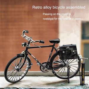 Mini modello di bicicletta retrò in lega di metallo bici scorrevole versione assemblata simulazione per adulti collezione regali giocattoli per bambini ragazzi 240125