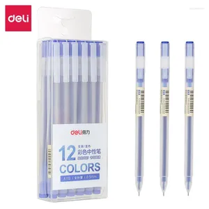 Deli 12 peças conjunto de caneta gel de ultra qualidade escrita neutra tinta preta azul vermelha assinatura esferográfica para material escolar de escritório