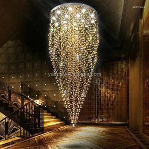 Kronleuchter, großer zeitgenössischer El Lobby Hall Ballsaal, lange Höhe, K9-Kristall, moderne Beleuchtung, Kronleuchter