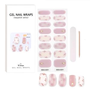 Semi Cured Gel Nail Wraps Patch Manicure Nail Art Decor UV LED Lamp Cured Long Lasting Gel Nail Stickers Full Cover Nail Decals 240202