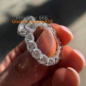 Kvinnor Sterling Sier Hip Hop Iced Bling CZ Diamond Promise Wedding Engagement Ring