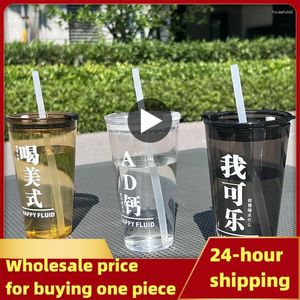 Water Bottles Cute Sippy Cup Straw Design Coffee Bottle With Lid Reusable Household Items Colorful Outdoor