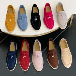 Loro Damen-Kleiderschuhe, Loro hochwertige Kaschmir-Loafer, Designer, klassische Schnalle, runde Zehen, flacher Absatz, Plattform, Freizeit, Komfort, Turnschuhe