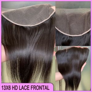 Brezilya Hint% 100 çiğ insan saçı 13x6 hd dantel frontal 1 parça 12-20 inç doğal renk ipeksi düz vücut dalgası kıvırcık saç uzantısı