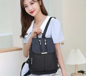 Okul çantaları Kore moda yumuşak pu deri sırt çantası kadınlar büyük kapasiteli seyahat sırt çantaları çift fermuarlı tasarımcı omuz okul çantası