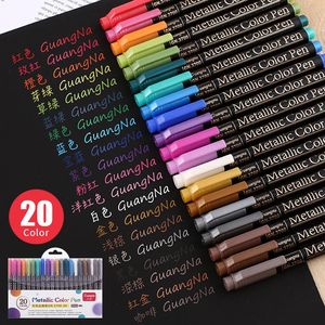 20 kolorów Metalli Color Pen Art Marker Znak Write Student Student Office School Supplies Kaligrafia 240124