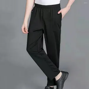 Calças masculinas Elastic confortável chef unissex com tecido respirável na cintura para uniformes de garçom de serviço de restaurante