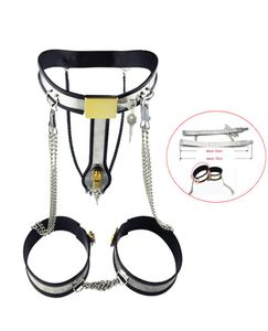 Model-y-y-bielizna Urządzenia z paskiem ze stali nierdzewnej Niewoli Pantintaging Spods z łańcuchem Legcuffs dla dorosłych zabawki seksualne dla kobiet1425579