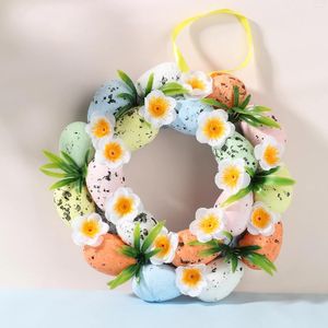 Flores decorativas 20cm guirlanda de páscoa ovos pingente flor artificial porta da frente parede pendurado primavera festival decoração 2024