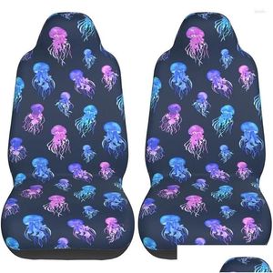 Capas de assento de carro Ers Er Azul Rosa Jellyfishes S Veículo Front Fit Protetor 2 Pcs Drop Delivery Automóveis Motocicletas Acesso Interior Otpqb