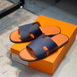 Men Slippers 5A High Quality Designer Leather Sandals Flip Flop Heritage Calfskin Sandals Summer Lazy Large Beach Casual Slides
