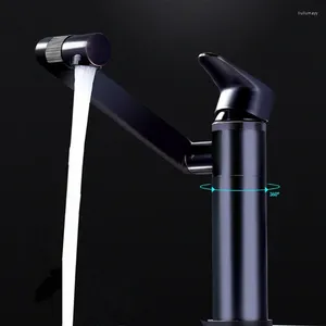 Смесители для раковины в ванной комнате, вращающийся на 360 градусов излив, современный смеситель для раковины ORB, смеситель для мытья с одной ручкой для установки на палубу, черные латунные краны