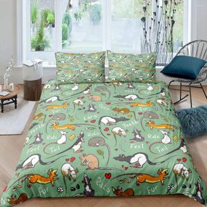 Bedding Sets Kids Cartoon Rat King Queen Set Mouse Rodents Duvet Cover Funny Animal Love Heart Comforter Polyester Quilt