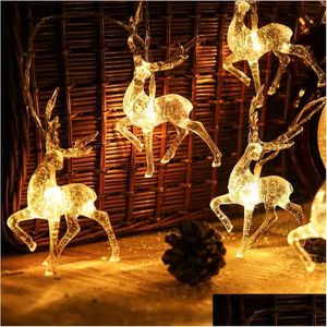 Decorações de Natal LED Sika Deer Light String Elk-Shaped Oranments Xmas Tree Lantern Merry Decor para Home Feliz Ano 211104 Drop DHC9K