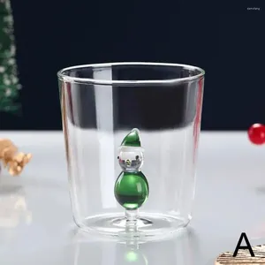Wine Glasses Christmas Mug With 3D Patterns Exquisite Glass Cup Cute Creative Santa Snowman Tree Rose For Home Coffee