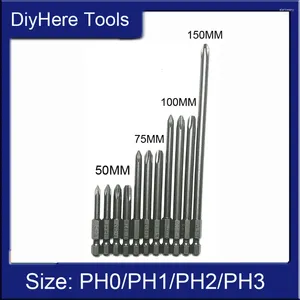 1Pc PH0 PH1 PH2 PH3 Screwdriver Bit Magnetic Phillips 1/4" Hex Shank S2 Steel L50MM 75MM 100MM 150MM