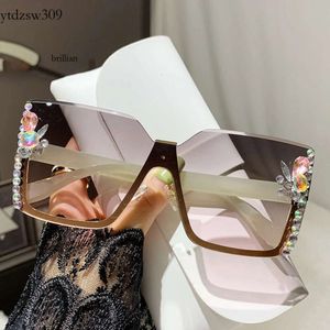 mens sunglasses New Half Frame Sparkling Rhinestone Christmas Fashionable One-piece Plain Women's Sunglasses, Minimalist and Trendy Sunglasses