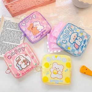 Storage Bags Korean Cute Bear Women Sanitary Napkin Girls Cartoon Tampon Bag Organiser Mini Cosmetic