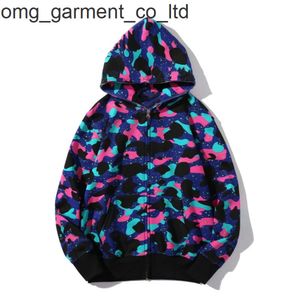 2024 Yeni Erkek Tasarımcı Hoodies Erkek Kadınlar Stilist Köpekbalığı Tiger Tam Zip Hoodie Ceket Renk Izgarı Harajuku Sweatshirt Moda Yansıtıcı Hoodie