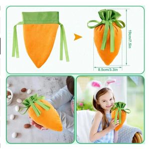 Easter Eggs Carrot Bags Easter-Day Party Favor Candy Gift Drawstring Bag Festival Decorations Cookie Snack Storage-Bag Z 2.6