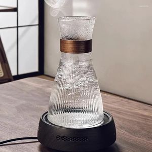 Vattenflaskor Hög Borosilikat Glas Kall Kettle Electric Ceramic Spise Stor kapacitet Vertikal mönster Juice