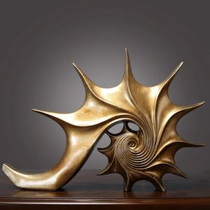 Nordic Retro Harz Shell Conch Ornamente Kreative Licht Luxus Wohnkultur Statue Handwerk Vereinfachte Büro Skulpturen Dekoration 240202