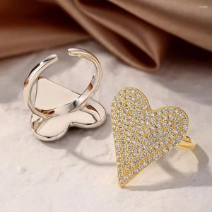 Cluster Rings Karachis Little Red Book Instagram S925 Sterling Silver Ring Peach Heart Love Full Diamond Light Luxury 18k Gold