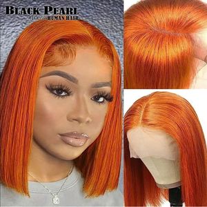 Zencefil Dantel Ön İnsan Saç Perukları Glueless Wig Kısa Bob Pembesi 613 Sarışın 240130