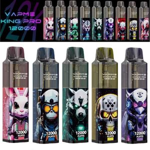 Original Vapme King Pro 12 K Disposable Vape 12000 Puffs 20ml Mesh Coil Deseachable MTL E Cigarettes 850mAh Rechargeable Pod Device