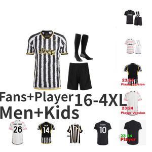 23 24 Pogba Soccer Jerseys Di Maria Fans Player Version Mens Kids Kits Yildiz Chiesa Maglia Juventus Away 3rd Vlahovic Milik Bonucci Kean Juve Football Shirts 4xl