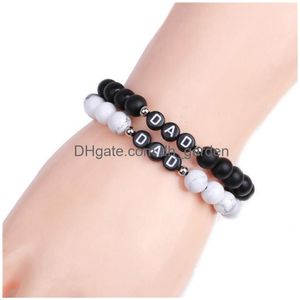 Chain Howlite Lava Stone Bracelet English Alphabet Letter Dad Beaded For Father Birthday Gift Jewelry Drop Delivery Bracelets Dhpcl
