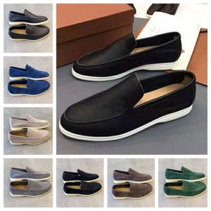 Suede Leather Mens Loro Walk Shoes Luxury Sneakers Nubuck Lock Designer Flats Slip-On Dress Shoe Large Women Walking Shoes Size 36-46