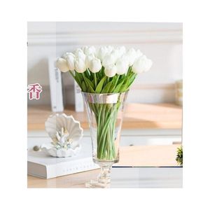 Flores decorativas grinaldas atacado branco flor artificial de alta qualidade real toque pu ponta desktop casamento decoração de casa presente m dhb5c