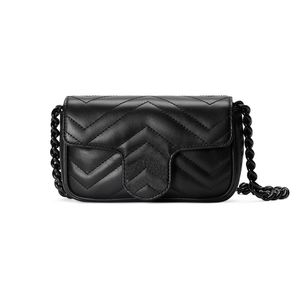 Fashion Cross Body Bag Versatile Women's Chain Bag Macarone Style Classic Interleaving Letter Logo Design Cowhide Shoulder Bag med seriestorlek med låda