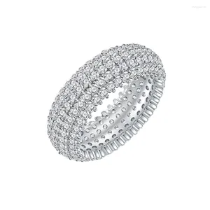 Klusterringar Fem rader Full Diamond Micro Inlaid Arc Ring Instagram Luxury 925 Silver