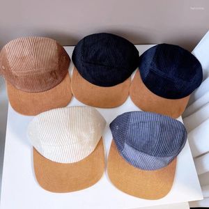 Ball Caps Retro Flat-brimmed Corduroy Baseball For Men And Women Autumn Winter Korean Contrasting Color Simple Duckbill Hats