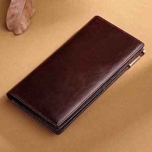 Wallets Emperor Men's Wallet Genuine Leather Business Casual Card Clamp Purse Thin Holder For Dad Boyfriend