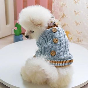 Dog Apparel Winter Sweater Twist Knot Button Pets Outfits High Neck Warm Jumper For Small Dogs Cat Costumes Coat Jacket Puppy Sweaters