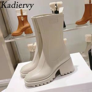 s Stivali da pioggia con suola spessa Donna Stivali da neve invernali impermeabili in gomma Moda femminile Scarpe da pioggia Donna Botas Mujer 240125