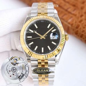 Orologio di lusso Rolaxs Clean Factory Datejust V11 Orologi da uomo di qualità eccellente Cassa in oro misto argento quadrante nero 126331 Impermeabile 904L con documenti di scatola