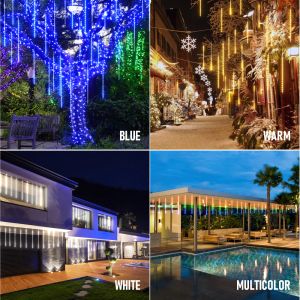 50 cm Jul LED Meteor Shower Garland Festoon Holiday Strip Light Outdoor Waterproof Fairy String Lights For Street Decoration