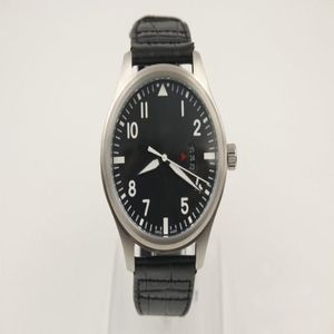 Adam Yüksek Kaliteli Otomatik Erkekler için Black Dial Platinum Case Gümüş İskelet Mark XVII DERİ226O