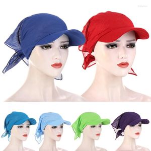 바이저 패션 여성 챙 모자 선 바이저 사전 묶인 터번 모자 머리 스카프 히잡 순수한 색상 무슬림 해변 암 야외 모자