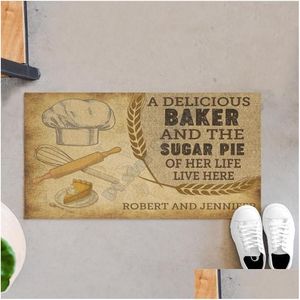 Carpets Personalized A Delicious Baker And The Sugar Pie Of Her Life Live Here Doormat Non Slip Door Floor Mats Decor Porch Drop Del Dh9Qe