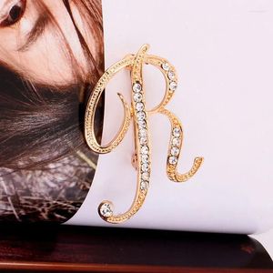 Brooches Women Crystal Letter Brooch Pins Gold Color Rhinestones English Alphabet Metal Corsage DIY Name Jewelry Accessories Gift