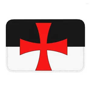 Carpets Knights Templar Flag Door Floor Bath Kitchen Mat Anti-Slip Medieval Warrior Cross Doormat Bedroom Balcony Entrance Rug Carpet