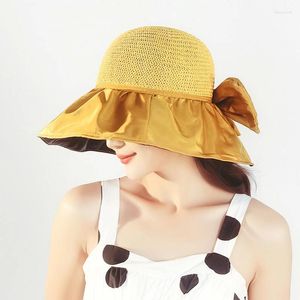 Beralar Yaz Kadın Kova Şapkası UV Koruma Güneş Şapkaları Düz ​​Renk Yumuşak Katlanabilir Geniş Seben Dış Mekan Plaj Panama Kapakları
